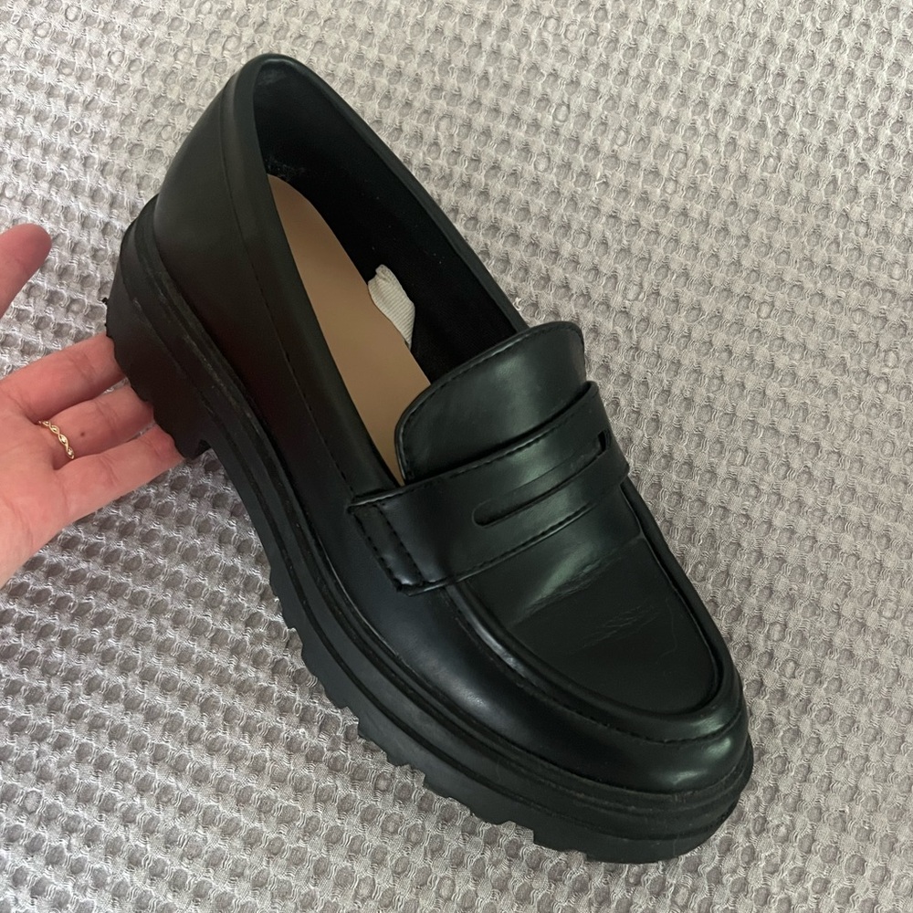 A New Day Black Leather Loafers